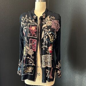Johnny Was Black Embroidered top